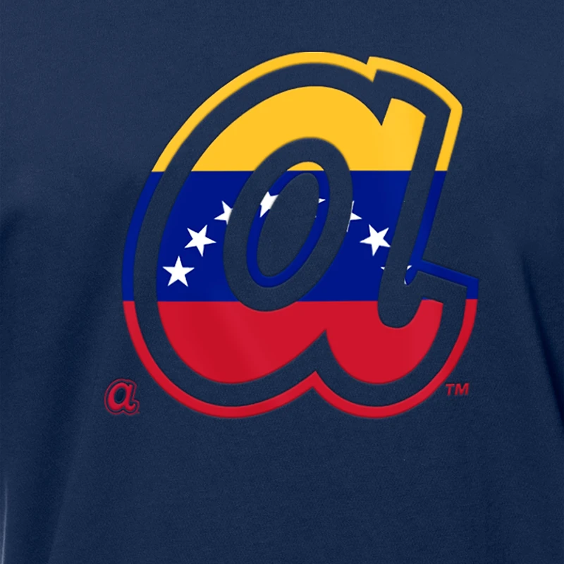 T-shirt New Era bleu marine avec logo drapeau vénézuélien des Braves d'Atlanta pour homme