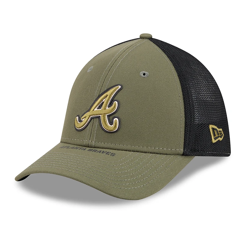 Casquette New Era Flex Olive Atlanta Braves 2026 Journée des Forces armées 39THIRTY M-Crown