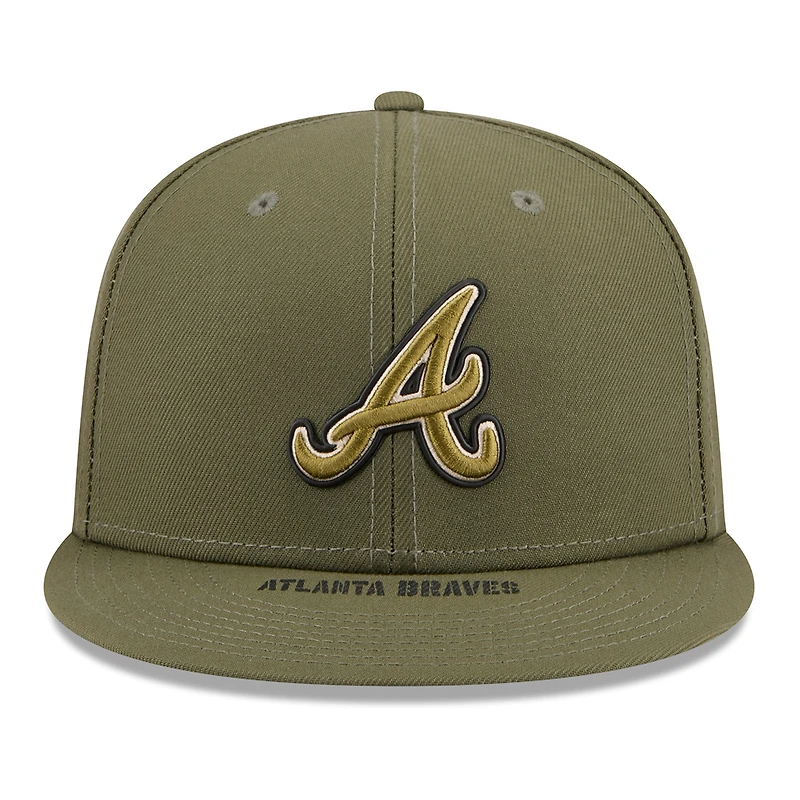 Casquette ajustée New Era 59FIFTY olive pour homme, Atlanta Braves 2026, Journée des forces armées