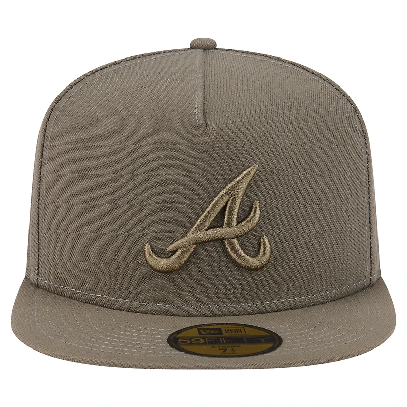 Casquette ajustée A-Frame 59FIFTY pour homme New Era, olive, pack couleur des Braves d'Atlanta