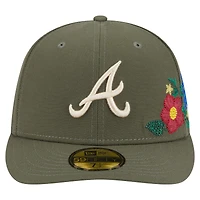 Casquette ajustée 59FIFTY olive Atlanta Braves pour homme de New Era, motif floral ton sur