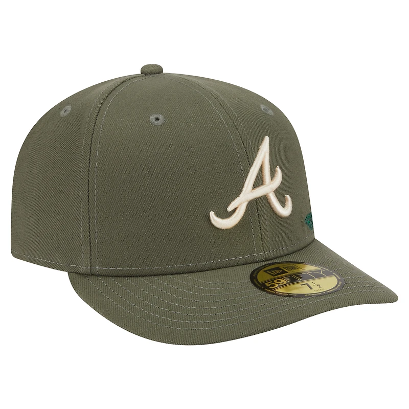 Casquette ajustée 59FIFTY olive Atlanta Braves pour homme de New Era, motif floral ton sur