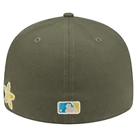 Casquette ajustée 59FIFTY olive Atlanta Braves pour homme de New Era, motif floral ton sur