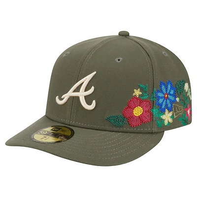 Casquette ajustée 59FIFTY olive Atlanta Braves pour homme de New Era, motif floral ton sur