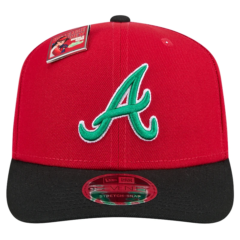 Casquette ajustable 9SEVENTY rouge/noir pour homme New Era des Braves d'Atlanta 2024 Big League Chew Flavor Pack