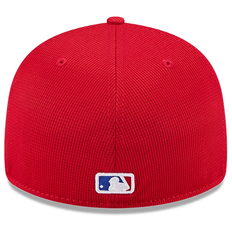 Casquette ajustée New Era rouge Atlanta Braves City Connect pour homme, modèle 59FIFTY à profil bas, idéale l'entraînement au bâton.