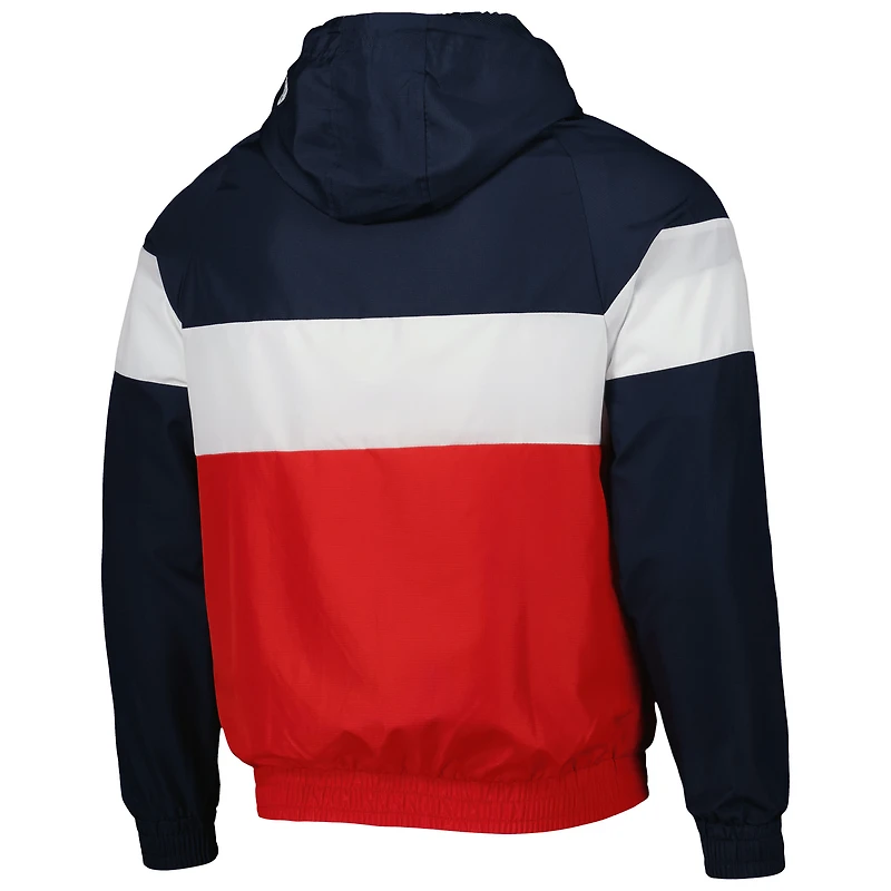 Men's New Era Red Atlanta Braves Raglan Quarter-Zip Hoodie
