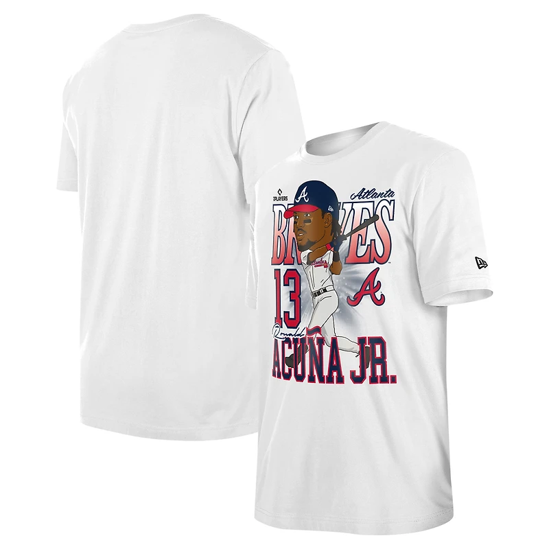 T-shirt blanc caricature des Braves d'Atlanta New Era Ronald Acuña Jr. pour hommes
