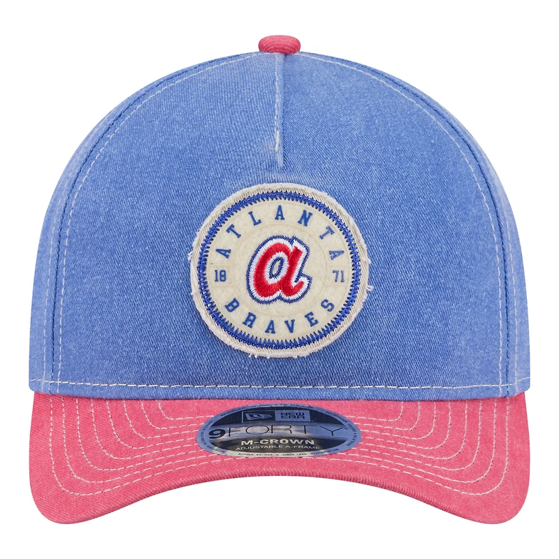 Men's New Era Royal/Red Atlanta Braves Felt M-Crown 9FORTY Adjustable Hat