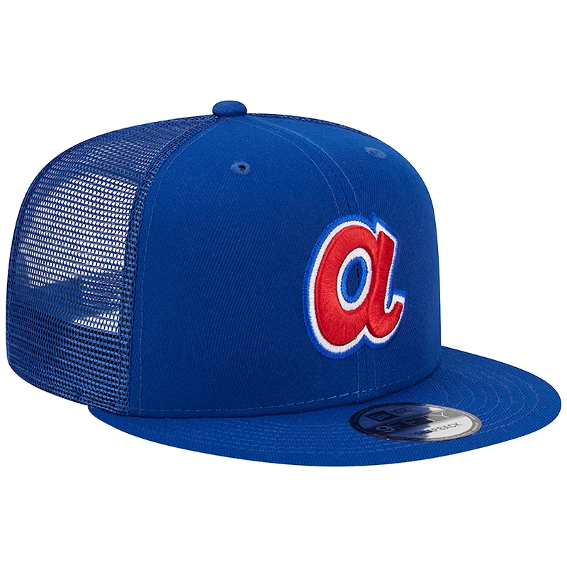 Men's New Era Royal Atlanta Braves Cooperstown Collection Team Color Trucker 9FIFTY Snapback Hat