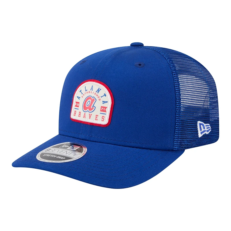Men's New Era Royal Atlanta Braves Throwback Contest 9SEVENTY Adjustable Trucker Hat