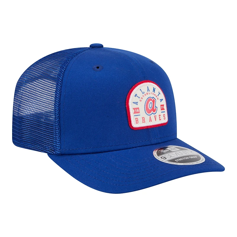 Men's New Era Royal Atlanta Braves Throwback Contest 9SEVENTY Adjustable Trucker Hat