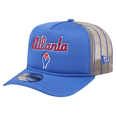 Casquette de camionneur ajustable New Era Royal Atlanta Braves Vintage 9FIFTY A-Frame en mousse à l'avant
