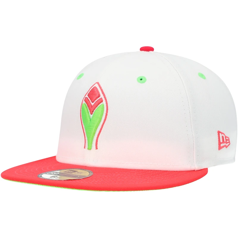 Casquette ajustée New Era Atlanta Braves 150th Anniversary Strawberry Lolli 59FIFTY pour homme, blanc/corail
