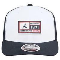 Men's New Era White/Navy Atlanta Braves Established Patch 9SEVENTY Adjustable Hat
