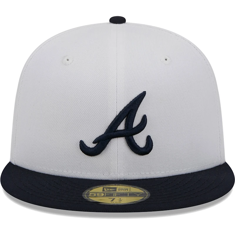 Casquette ajustée 59FIFTY Atlanta Braves Optic New Era pour homme, blanc/bleu marine