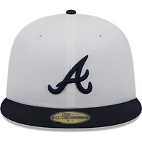 Casquette ajustée 59FIFTY Atlanta Braves Optic New Era pour homme, blanc/bleu marine