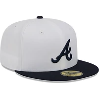 Casquette ajustée 59FIFTY Atlanta Braves Optic New Era pour homme, blanc/bleu marine