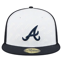 Casquette ajustée New Era 59FIFTY blanche/bleu marine des Braves d'Atlanta pour homme