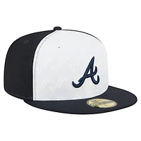 Casquette ajustée New Era 59FIFTY blanche/bleu marine des Braves d'Atlanta pour homme