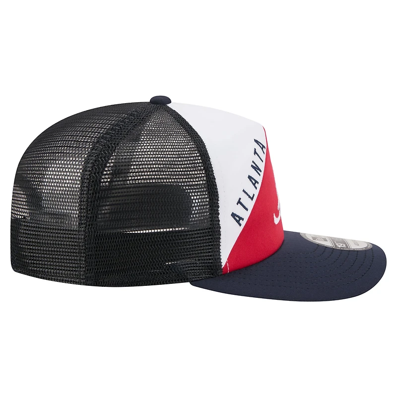 Men's New Era White/Navy Atlanta Braves Retro Cut 19TWENTY Adjustable Trucker Hat