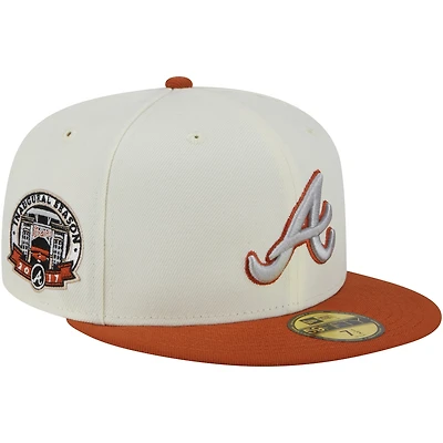 Casquette ajustée 59FIFTY rustique bicolore des Atlanta Braves New Era pour hommes, blanc/orange