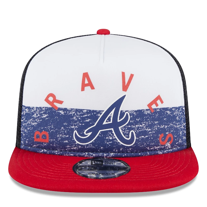 Men's New Era White/Red Atlanta Braves Team Foam Front A-Frame Trucker 9FIFTY Snapback Hat