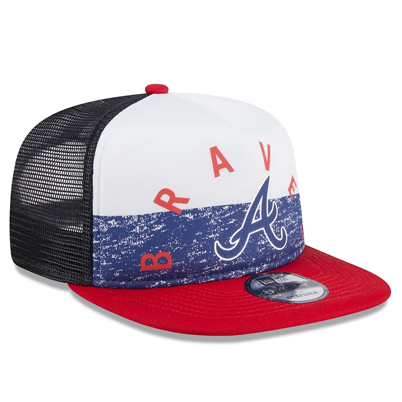 Men's New Era White/Red Atlanta Braves Team Foam Front A-Frame Trucker 9FIFTY Snapback Hat
