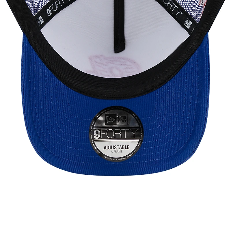 Men's New Era White/Royal Atlanta Braves Checkered Flag A-Frame Trucker 9FORTY Adjustable Hat