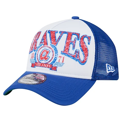 Casquette ajustable New Era 9FORTY blanche/bleu marine pour homme des Braves d'Atlanta