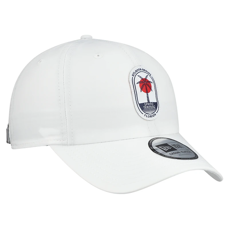 Casquette New Era blanche pour homme, Atlanta Braves, pack d'entraînement de printemps 2026, modèle Icon, classique et décontractée, ajustable.