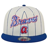 Casquette Snapback 9FIFTY à rayures blanches pour homme New Era en jersey des Braves d'Atlanta