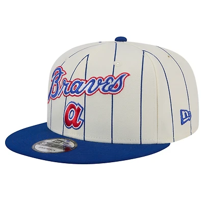 Casquette Snapback 9FIFTY à rayures blanches pour homme New Era en jersey des Braves d'Atlanta