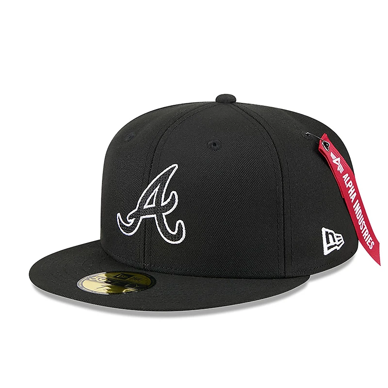 Casquette ajustée 59FIFTY noire des Braves d'Atlanta pour homme New Era x Alpha Industries