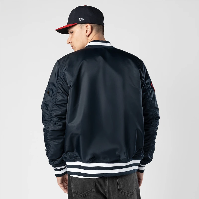 Men's New Era x Alpha Industries Navy Atlanta Braves Full-Zip Bomber Jacket