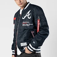 Men's New Era x Alpha Industries Navy Atlanta Braves Full-Zip Bomber Jacket