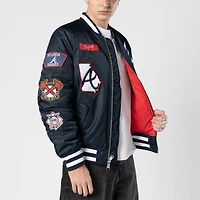 Men's New Era x Alpha Industries Navy Atlanta Braves Full-Zip Bomber Jacket