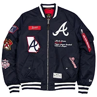 Men's New Era x Alpha Industries Navy Atlanta Braves Full-Zip Bomber Jacket