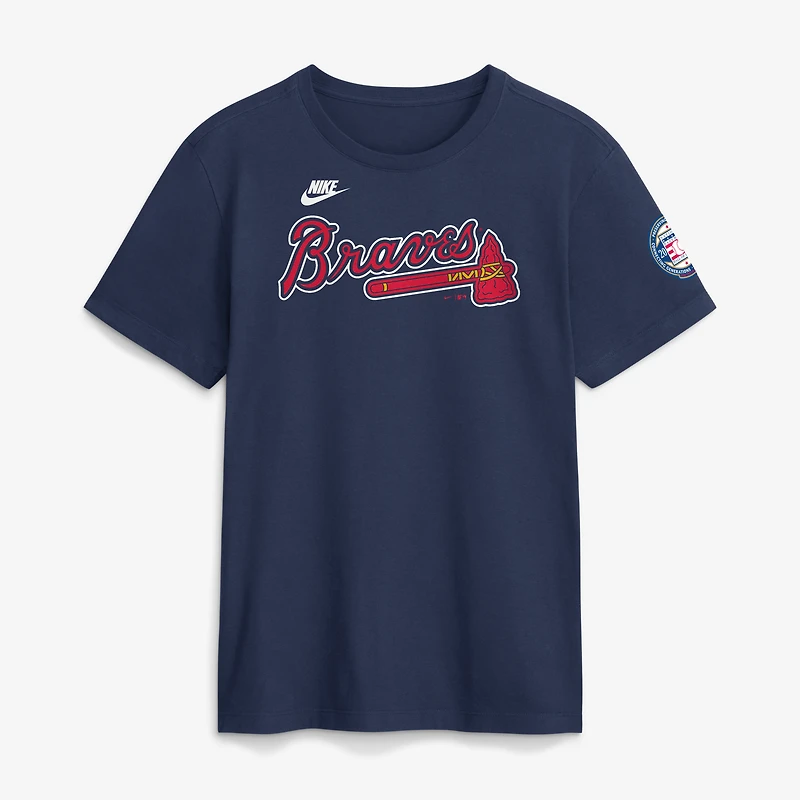 T-shirt Nike pour homme, bleu marine, Andruw Jones, Atlanta Braves, Temple de la renommée du baseball national, promotion 2026, avec nom et numéro