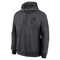 Men's Nike Anthracite Atlanta Braves Authentic Collection Player Raglan Dri-FIT Full-Zip Hoodie