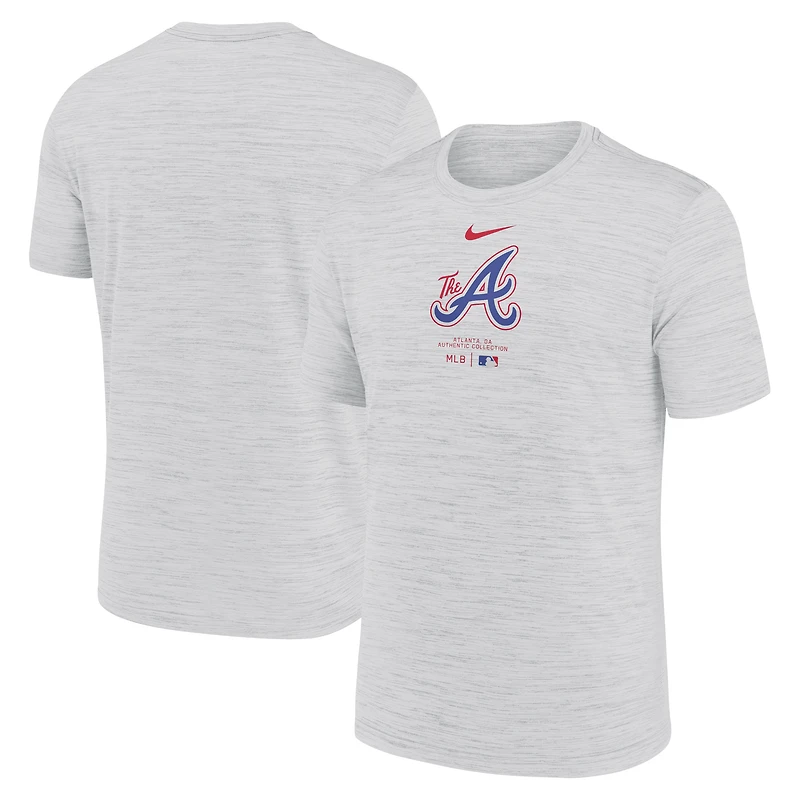 Men's Nike Ash Atlanta Braves Authentic Collection City Connect Velocity Performance T-Shirt