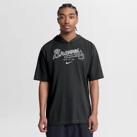 Men's Nike Navy Atlanta Braves Arched Wordmark Tri-Blend Hooded T-Shirt