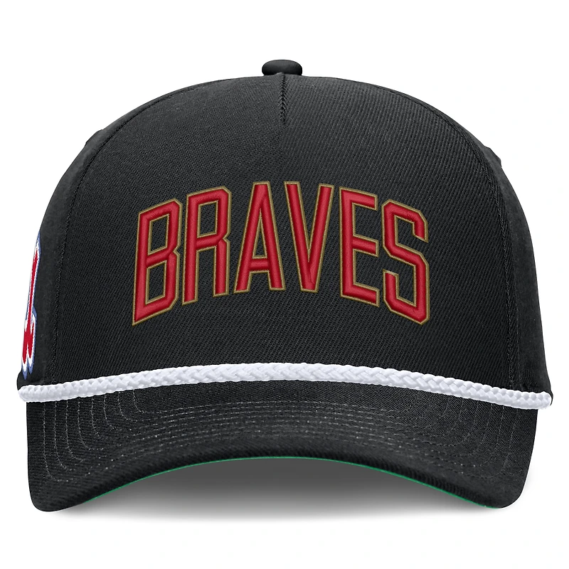 Casquette ajustable Nike Atlanta Braves Cooperstown Collection Rise noire pour homme