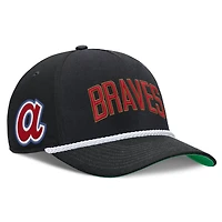 Casquette ajustable Nike Atlanta Braves Cooperstown Collection Rise noire pour homme
