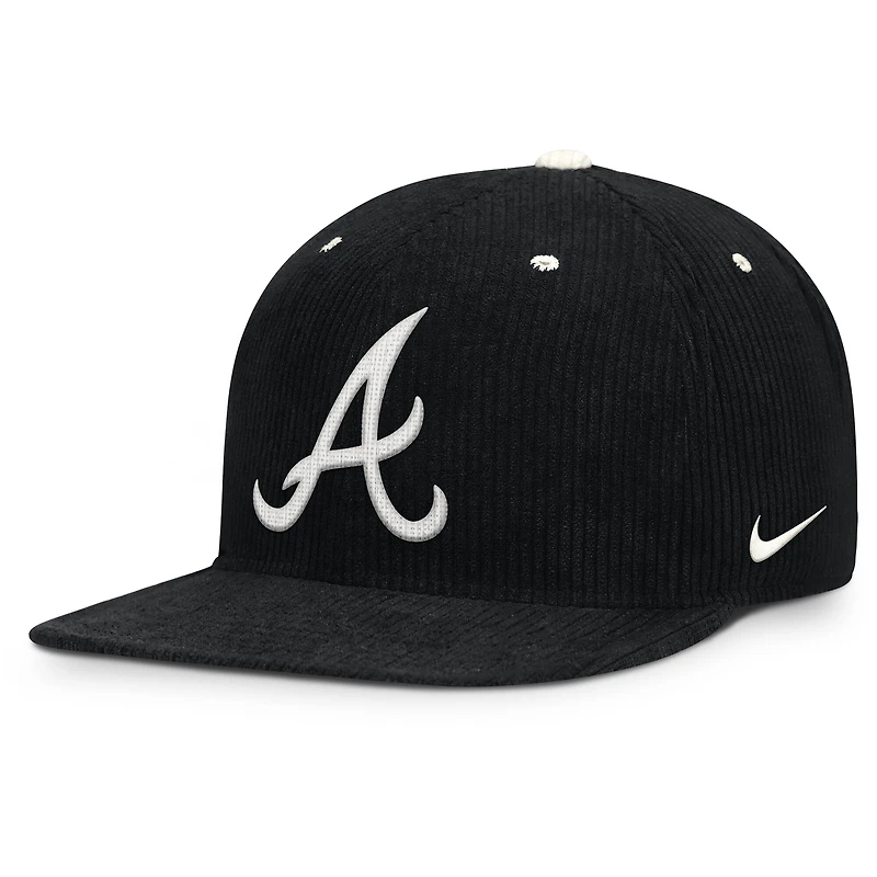 Men's Nike Black Atlanta Braves Pro Corduroy Structured Snapback Hat