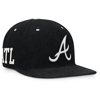Men's Nike  Black Atlanta Braves Pro Corduroy Structured Snapback Hat