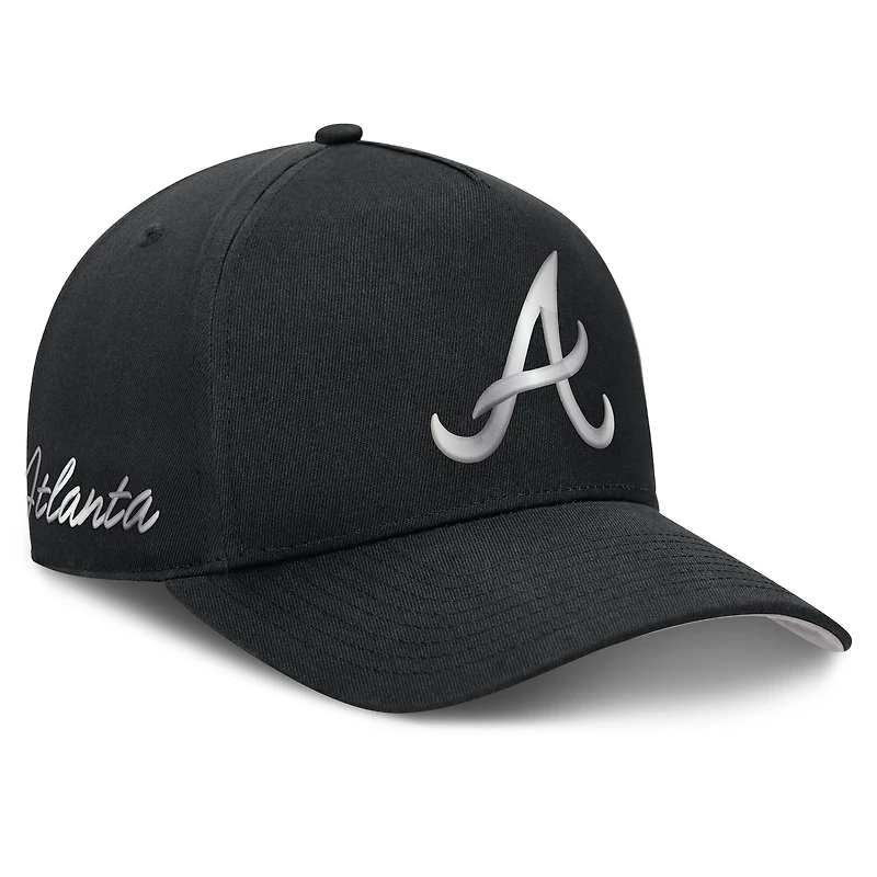 Casquette ajustable Nike Atlanta Braves Rise Dri-FIT noire pour homme