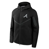 Men's Nike Black Atlanta Braves Tech Fleece Raglan Full-Zip Windrunner Hoodie