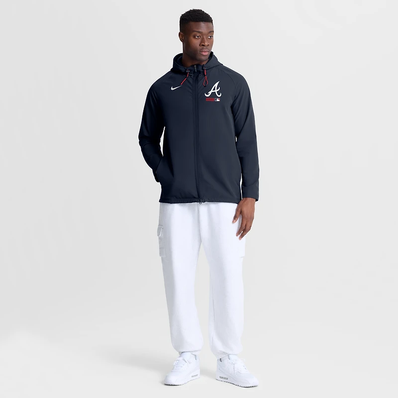 Men's Nike Blue Atlanta Braves Authentic Collection Raglan Therma-FIT Full-Zip Hooded Jacket
