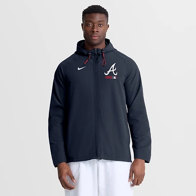 Veste à capuche zippée intégrale Nike Atlanta Braves Authentic Collection bleue pour homme